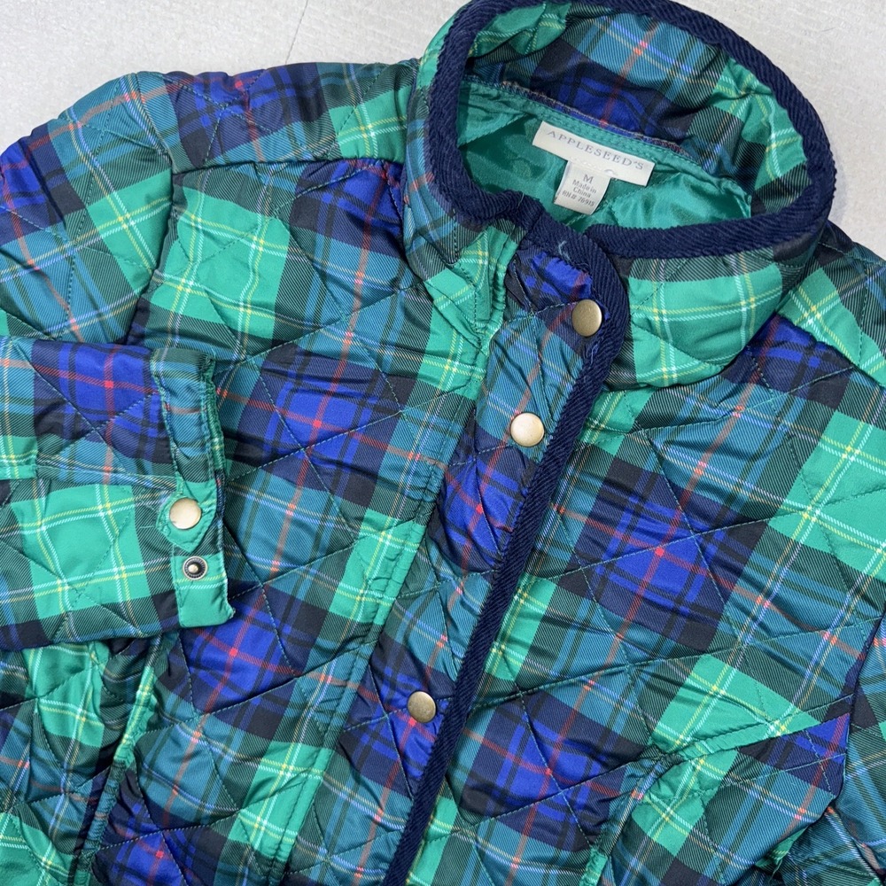 Appleseed's Women's S Quilted Lightweight Reversible Jacket Tartan Green Holiday